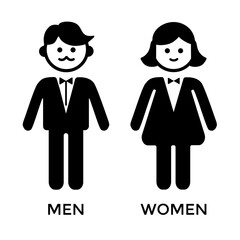 Toilet sign on white background, man and woman. Vector graphics