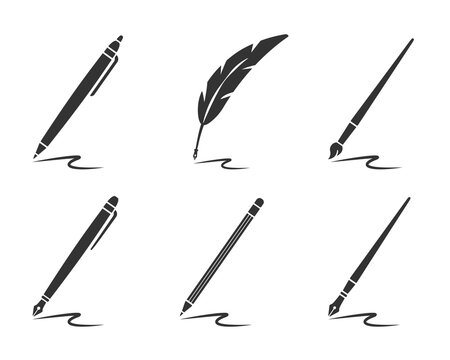 Writing set. Flat illustration. White background.  