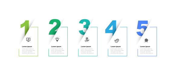 Business template vector infographic element design with 5 step process or option suitable for web presentation and business information