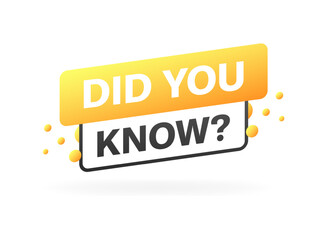 Did you know banner icon. Flat style. Vector icons