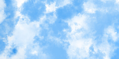 Creative and painted cloudy sky blue watercolor soft cloud in the sky. Abstract cloudy blue sky various natural clouds and smoke. Creative design with grunge aquarelle painted 