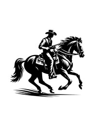 Obraz na płótnie Canvas Cowboy on riding horse. Wild west isolated vector illustration.