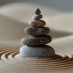 Fototapeta na wymiar Serenity Stones Pyramid Symbolizing Zen Harmony