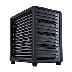Large Black Computer Tower With Several Servers