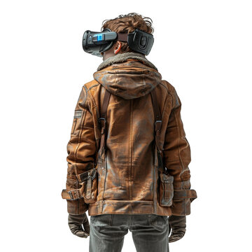 Man in Leather Jacket With Virtual Glasses