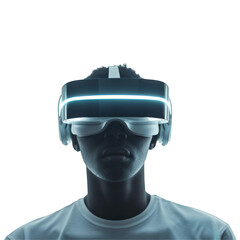 Man Wearing Virtual Headset and Glasses