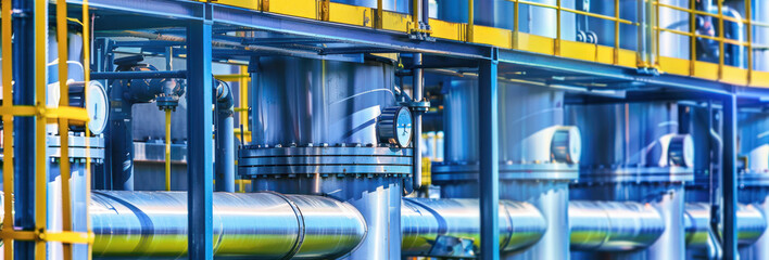 Metal Pipes and Valves in Factory. Essential Components of Industrial Infrastructure for Efficient Manufacturing, Control of Gas and Chemical Flow, and Sustainable Management of Energy Resources