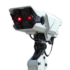 White Robot With Two Red Lights