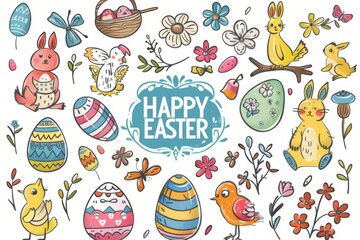 Colorful Easter Egg Basket Colomba. Happy easter Easter wallpaper bunny. 3d turquoise crystal rabbit illustration. Cute decorative wallpaper festive card Handcrafted greeting copy space wallpaper