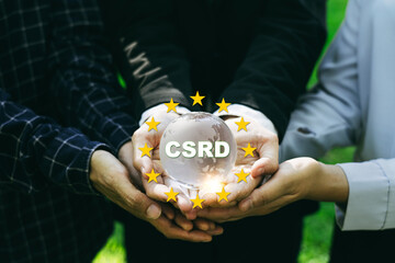 Corporate Sustainability Reporting Directive (CSRD) Concept. The European Union and financial reporting standards regarding sustainability disclosures. - 752926513