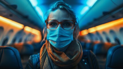 Aircraft with Surgical Mask during COVID Travel