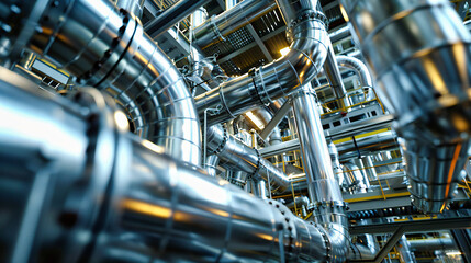 The Steel Heart of Industry, Pipes and Valves Under a Blue Sky, The Backbone of Modern Manufacturing