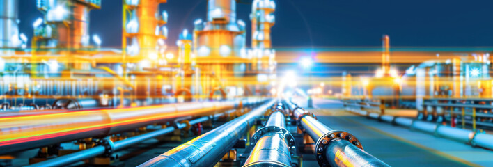 Oil and Gas Power Plant Refinery with Pipes and Tanks. Crucial Infrastructure for Chemical Engineering, Energy Production, and Environmental Management in the Global Industrial Landscape