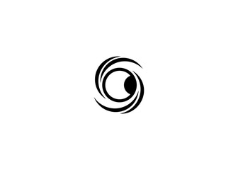 S logo design illustration with circle lens symbol. Vector logo design template.