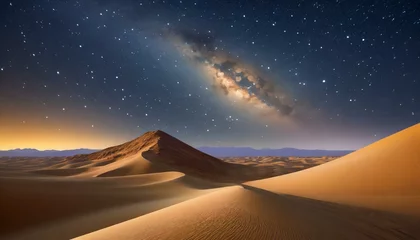 Foto op Plexiglas Desert and a night sky, Milky Way galaxy, stars © dmnkandsk