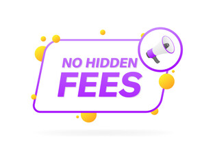 No hidden fees banner icon. Flat style. Vector icon - obrazy, fototapety, plakaty