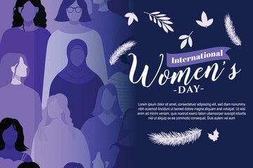 Woman face silhouette in profile with group of multicultural and multiethnic women faces inside.Concept of racial equality anti-racism and a woman who gives voice to other women social media post