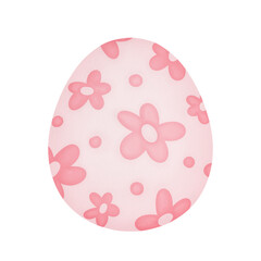 watercolor illustration Easter egg with pink pastel flower shapes
