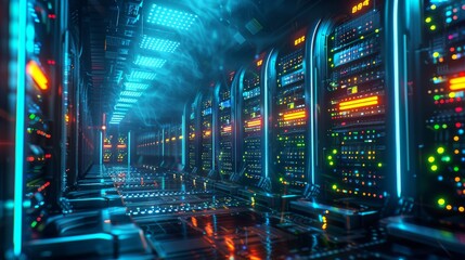 Database futuristic server. mining crypto currency farm technology. Generative AI - obrazy, fototapety, plakaty