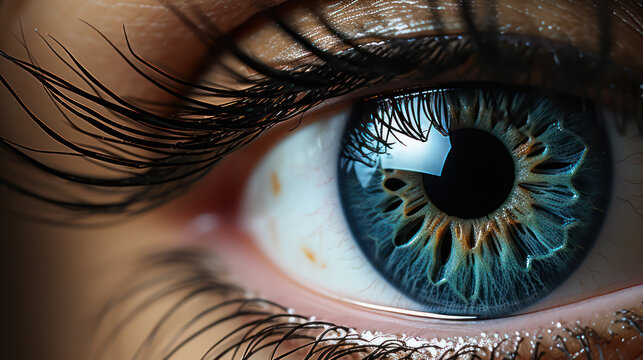 Ultra-detailed macro shot revealing the unique patterns and colors of a human iris