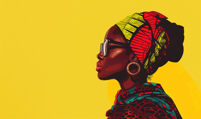 Silhouette Elegance - African Woman in Traditional Headscarf Profile
