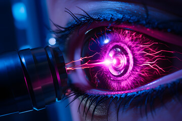 Laser beam in the eye