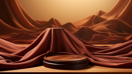 3D display podium brown background, generative ai