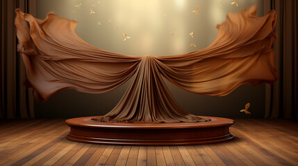 3D display podium brown background, generative ai