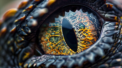 Macro photo of dragon iris, revealing intricate patterns and the