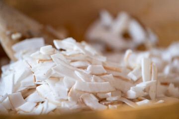 coconut with coconut flakes isolated