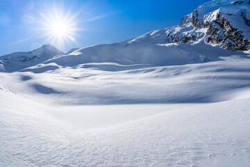 Winter snow covered mountain, Saas-Fee, Switzerland