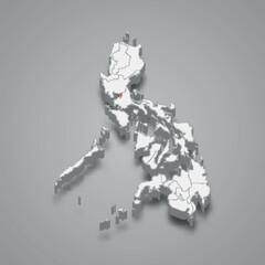 Metropolitan Manila region location within Philippines 3d map - obrazy, fototapety, plakaty