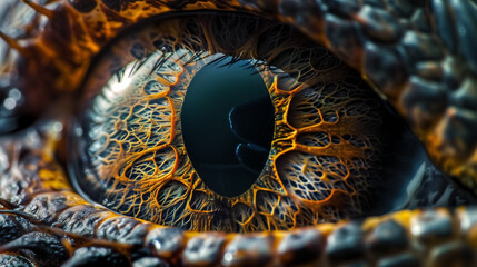 Macro photo of dragon iris, revealing intricate patterns and the - obrazy, fototapety, plakaty