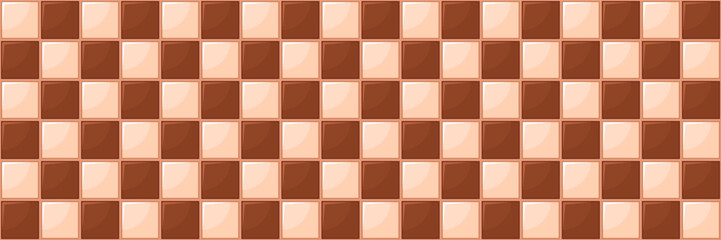 Seamless pattern with brown interior tiles. Kitchen backsplash, vector cartoon background for wall and floor covering, graphic for computer casual games