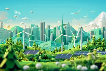 Papier Peint photo Turquoise Urban Renewable Energy Landscape