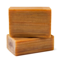 Laundry soap close-up on a white background.