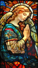 Obraz premium Angel stained glass background