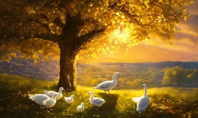 Deurstickers swan on the lake © muhammad