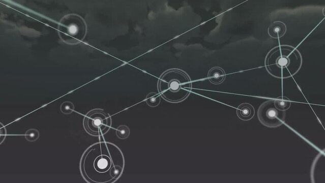 Animation of network of connections over clouds