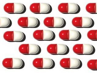 Pill Capsule Medicine Pattern on white background.