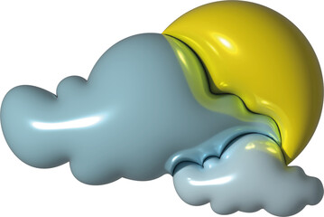 Blue Metallic Cloud With Beautil Sun Formation in a  Striking Puffed Effect with transparent png background