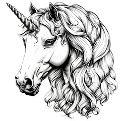 Unicorn Clipart, Coloring Page