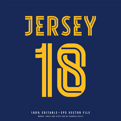 Jersey number, baseball team name, printable text effect, editable vector 18 jersey number