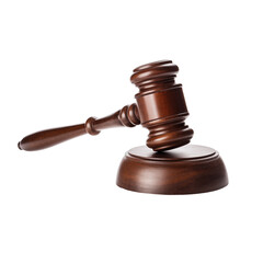 wooden gavel on white