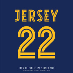 Jersey number, baseball team name, printable text effect, editable vector 22 jersey number