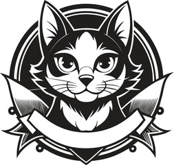Vector logo cat in black color silhouette
