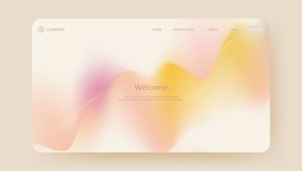 wave gradient background with wave line. aesthetic website landing page or banner template modern style vector illustration