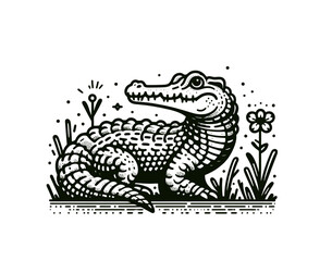 Naklejka premium Crocodile or alligator isolated vector illustration