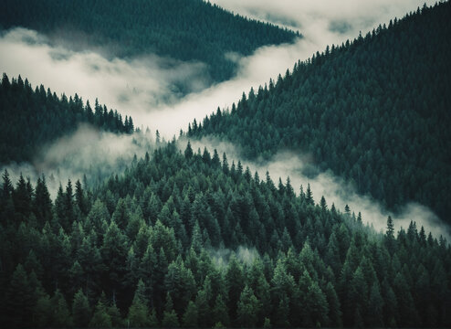 bosque  con niebla