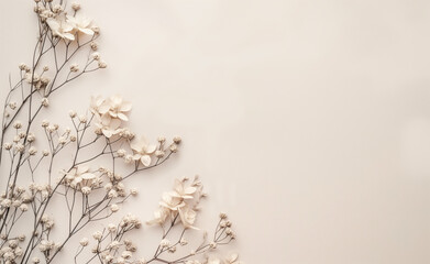 Naklejka premium Boho Chic Serenity: Minimalist Pastel and Floral Aesthetic